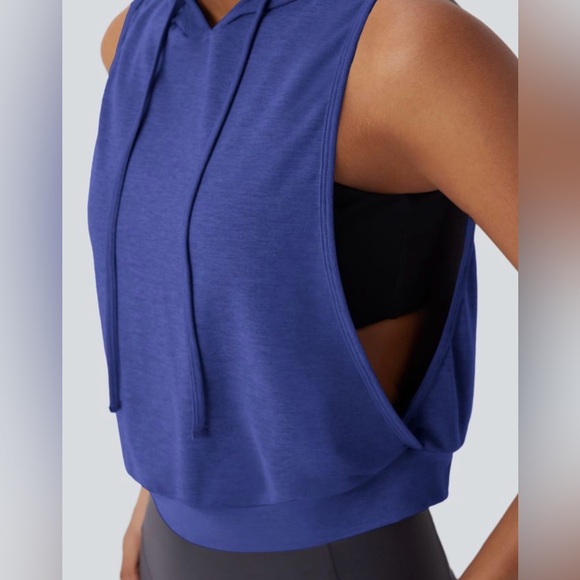 Halara Blue Sleeveless Cropped Hoodie Tank | NWT Size M - Picture 7 of 15
